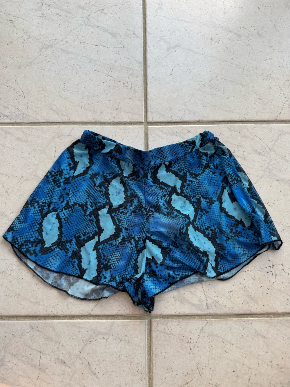 Missguided Blue Snake Print Swim Coverup Shorts